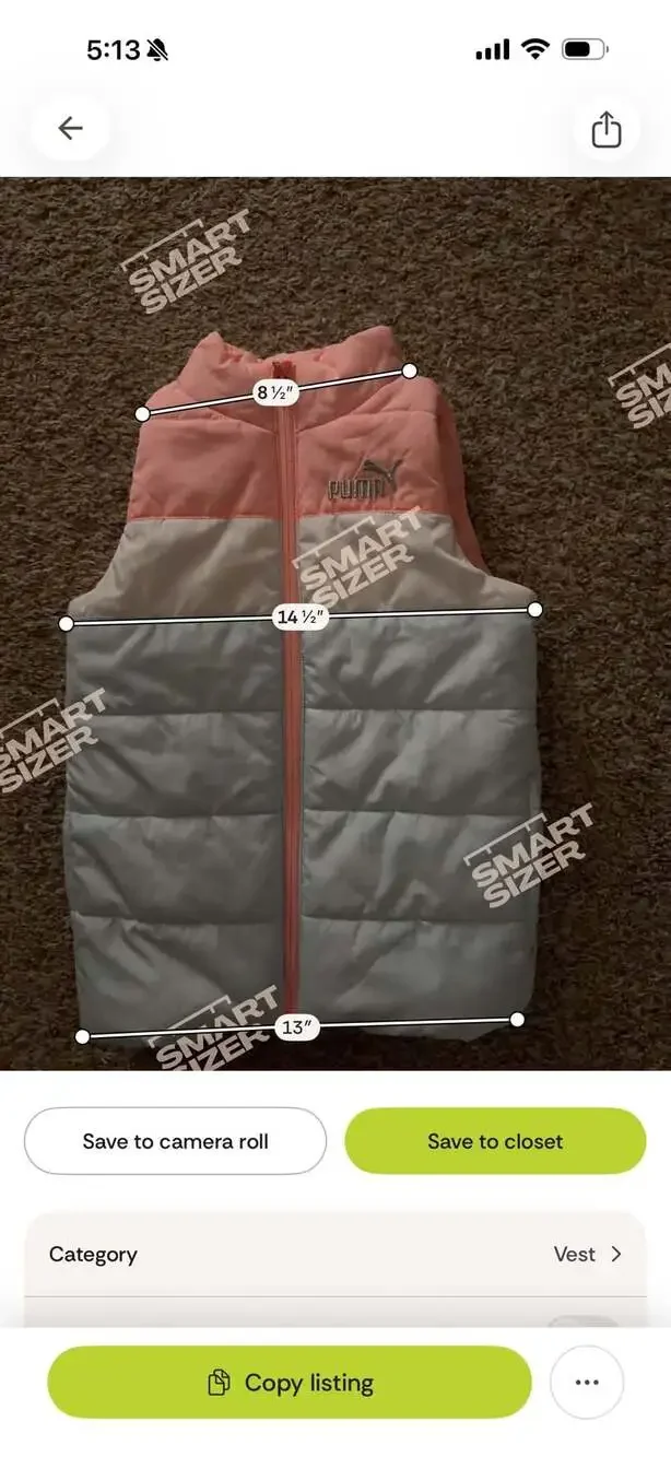 Puma Girls Puffer‎ Vest Pink Blue Colorblock Full Zip Lightweight XS 4/5